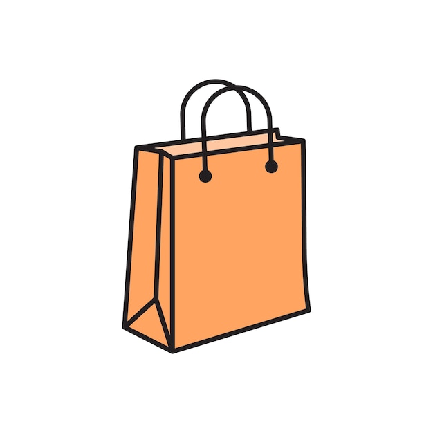 Icono vectorial de color de la bolsa de compras en fondo blanco