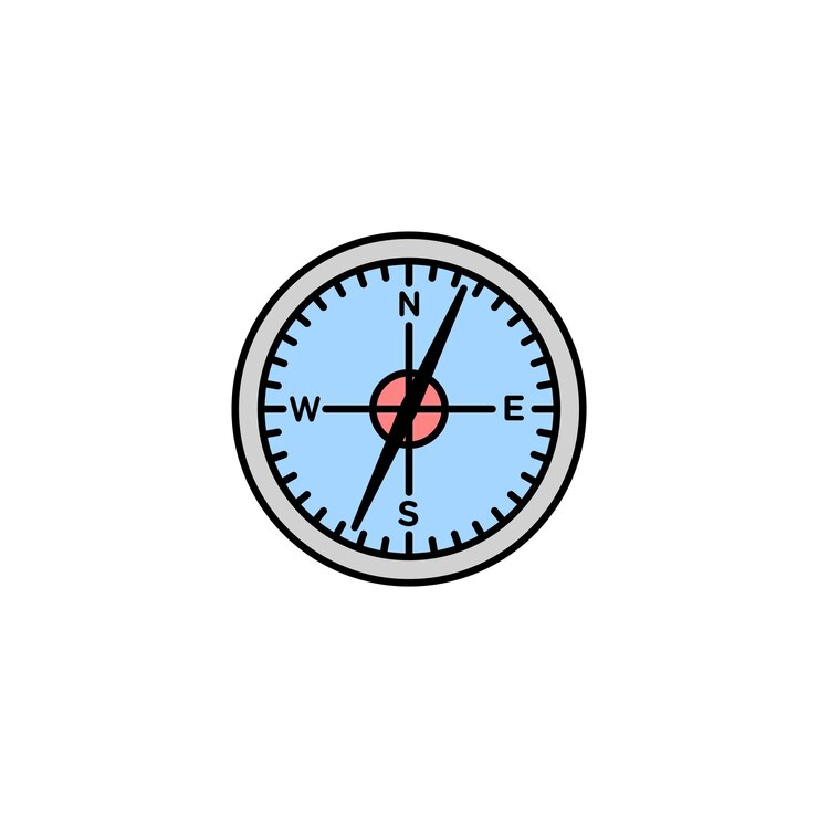 Vector ícono vectorial de color brújula sobre fondo blanco