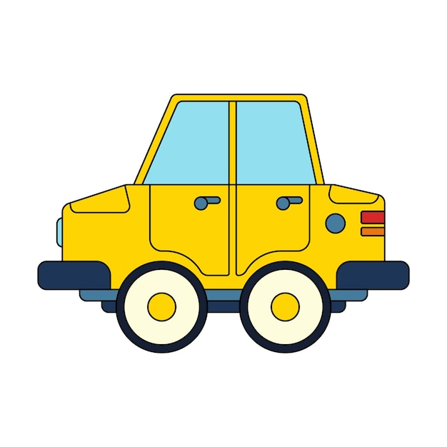 Icono vectorial de color con juguetes coche camión clásico juguetes mecánicos interactivos para niños