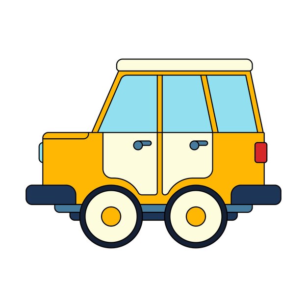 Icono vectorial de color con juguetes coche camión clásico juguetes mecánicos interactivos para niños