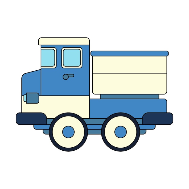 Icono vectorial de color con juguetes coche camión clásico juguetes mecánicos interactivos para niños