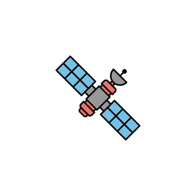 Icono vectorial de color satélite sobre fondo blanco