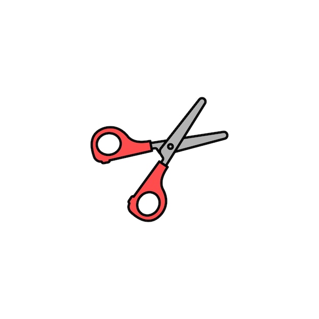 Icono vectorial de color tijera sobre fondo blanco
