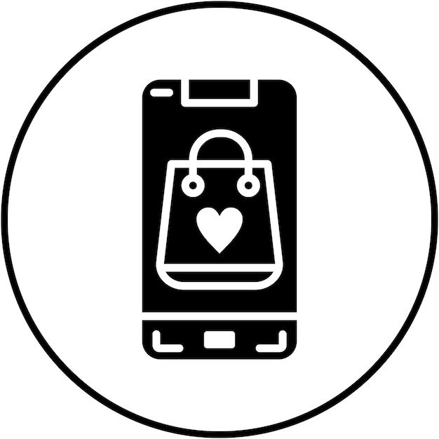 El icono vectorial de compras móviles se puede utilizar para el conjunto de iconos de aplicaciones móviles