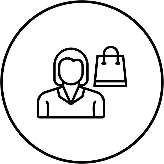 El icono vectorial de compras de la mujer se puede usar para el conjunto de iconos de limpieza