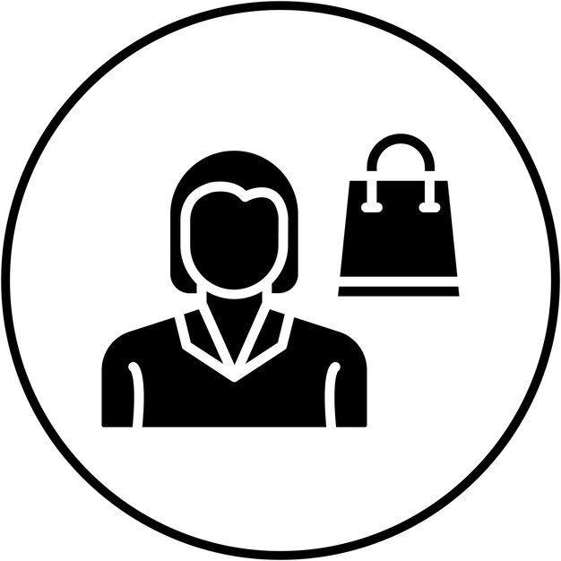 El icono vectorial de compras de la mujer se puede usar para el conjunto de iconos de limpieza