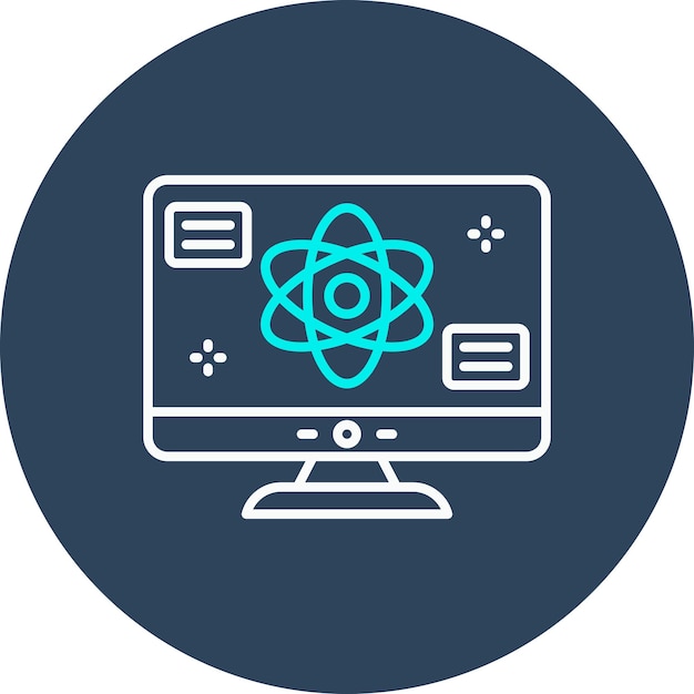 El icono vectorial de computación cuántica se puede usar para el conjunto de iconos de computadora y hardware