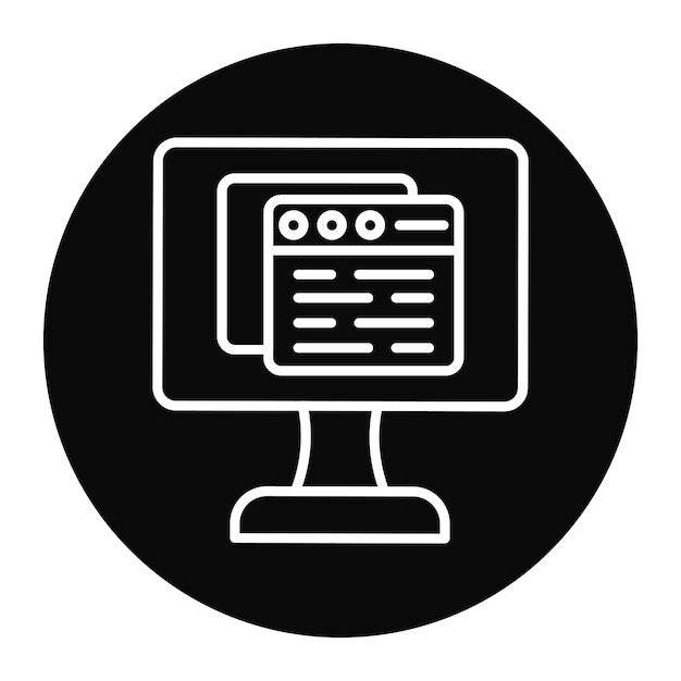 El icono vectorial de la computadora de Windows se puede usar para el conjunto de iconos del espacio de coworking
