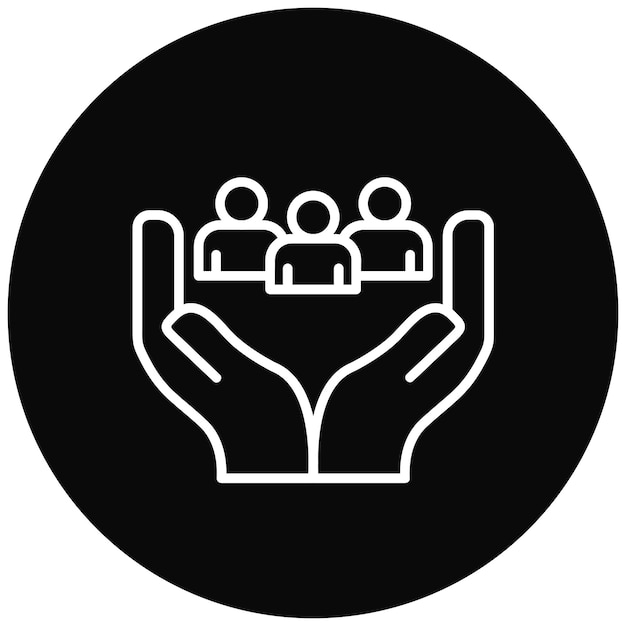 El icono vectorial de la comunidad de apoyo se puede utilizar para el conjunto de iconos de caridad