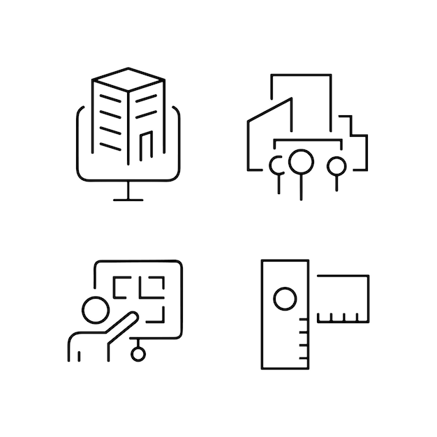 Icono vectorial de contorno de construcción y reparación