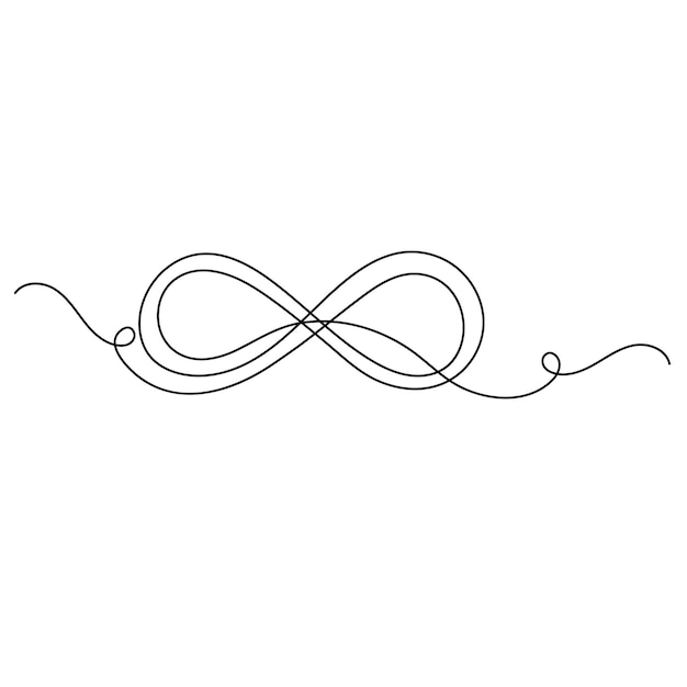 Icono vectorial de contorno de dibujo de línea continua de símbolo de infinito
