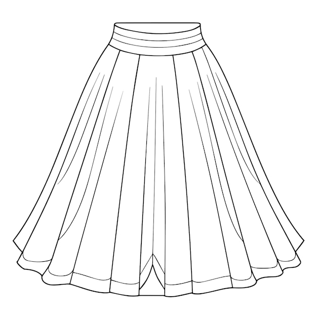 Vector icono vectorial de contorno simple y elegante que representa una falda plisada perfecta para varios