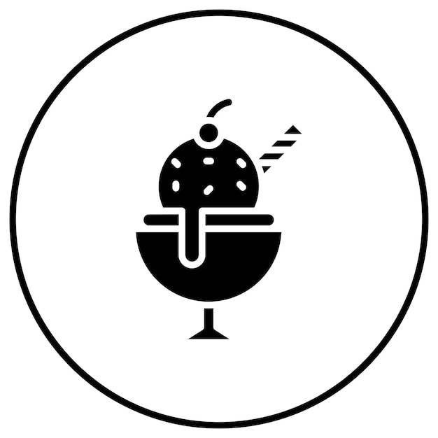 El icono vectorial de la copa de helado se puede usar para el conjunto de iconos de verano