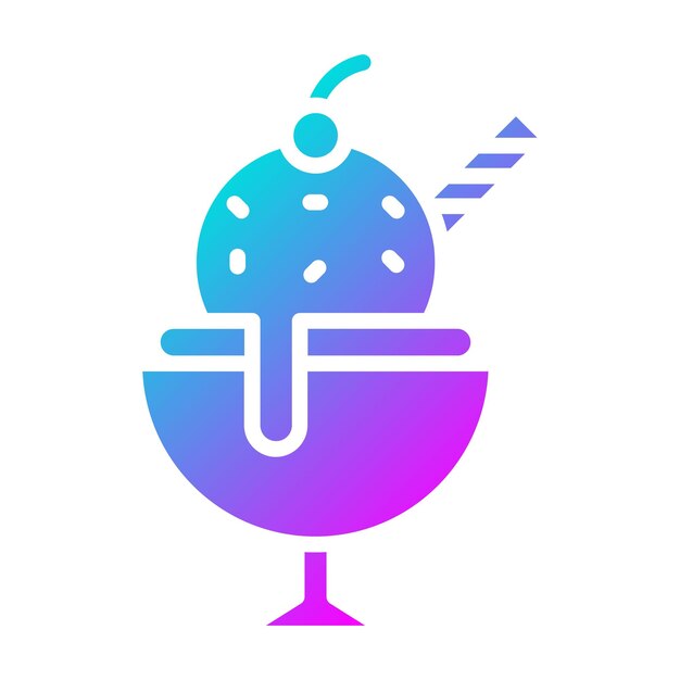 El icono vectorial de la copa de helado se puede usar para el conjunto de iconos de verano