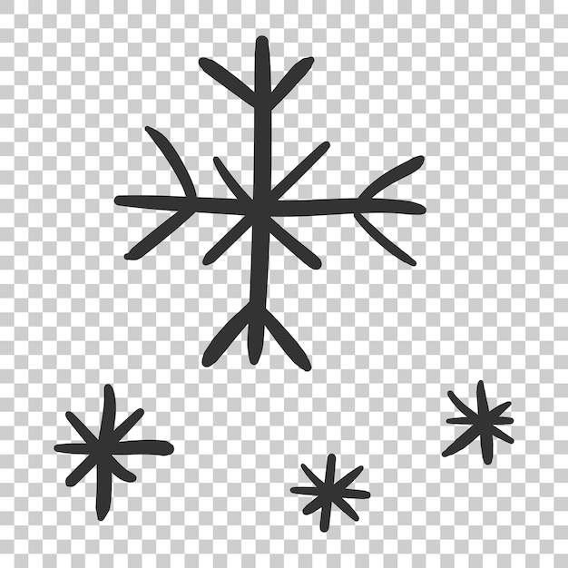 Icono vectorial de copo de nieve dibujado a mano Ilustración de boceto de copode nieve Conceptos de Navidad de invierno dibujados a mano en un fondo transparente aislado