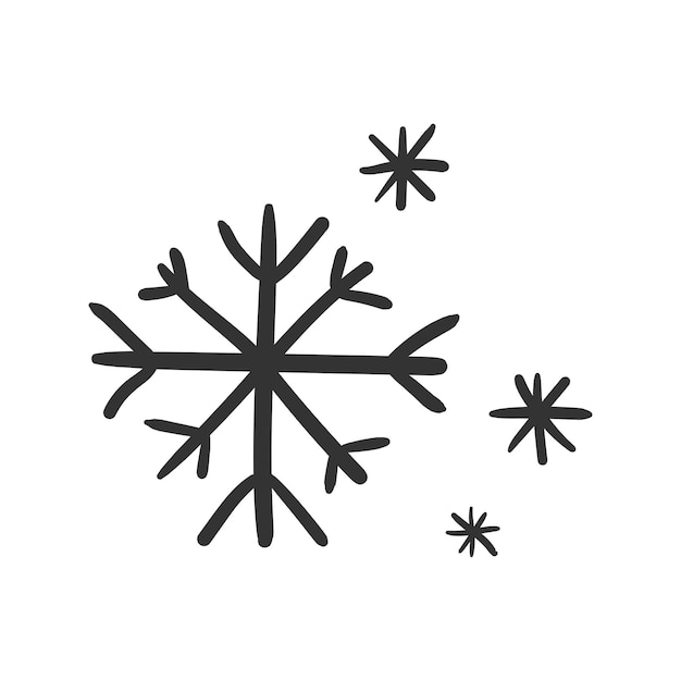 Icono vectorial de copo de nieve dibujado a mano Ilustración de dibujos dibujados a mano Concepto de Navidad de invierno dibujada a mano