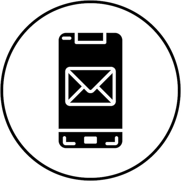 El icono vectorial de correo móvil se puede utilizar para el conjunto de iconos de aplicaciones móviles