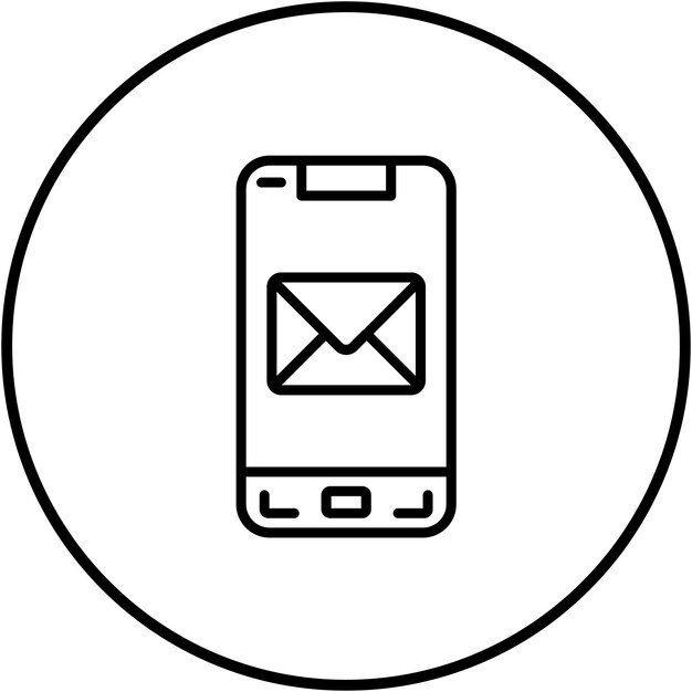 El icono vectorial de correo móvil se puede utilizar para el conjunto de iconos de aplicaciones móviles