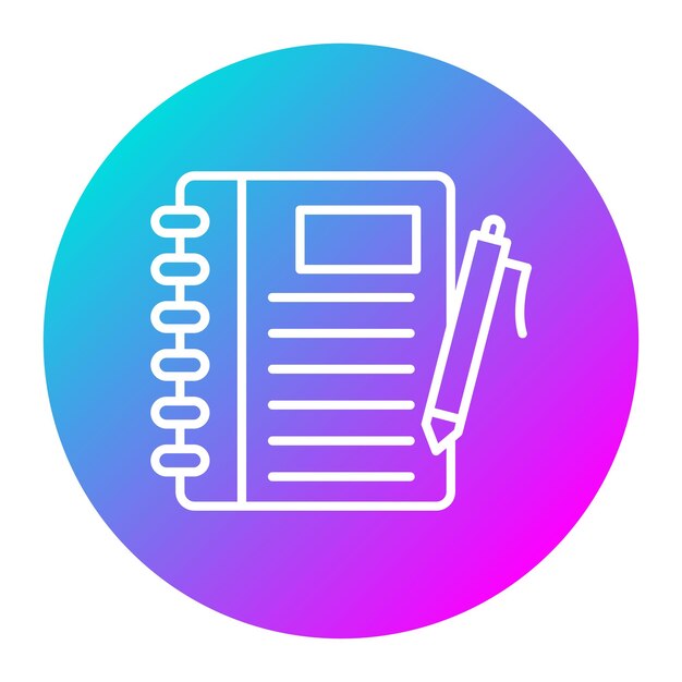 El icono vectorial del cuaderno se puede usar para el conjunto de iconos de investigación de delitos