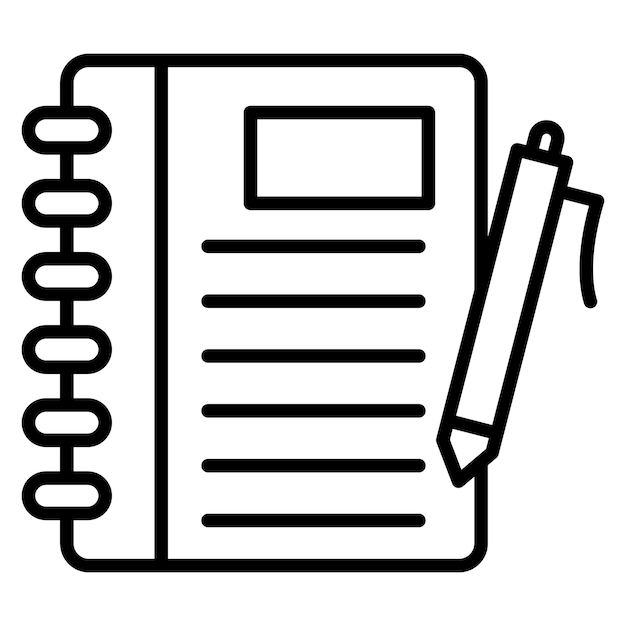El icono vectorial del cuaderno se puede usar para el conjunto de iconos de investigación de delitos