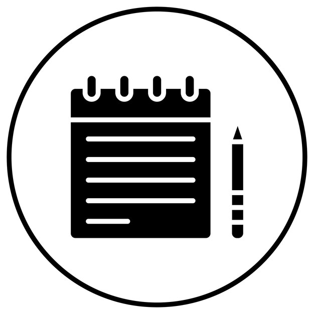El icono vectorial del cuaderno se puede utilizar para el conjunto de iconos de papelería de Office