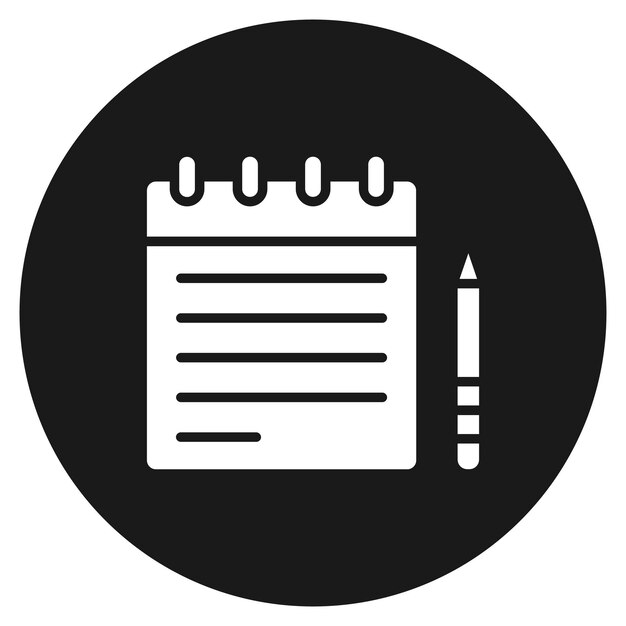 El icono vectorial del cuaderno se puede utilizar para el conjunto de iconos de papelería de Office