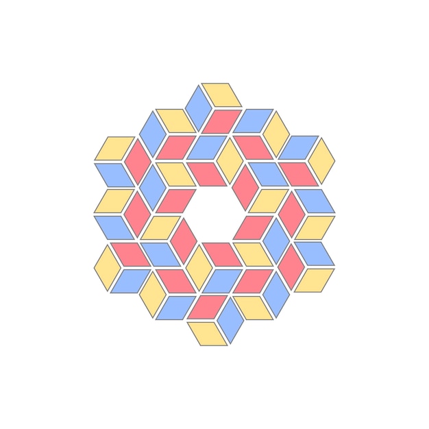 Ícono vectorial de cubo de caja 3D símbolo de perspectiva hexagonal para diseño web y de aplicaciones con efecto circular