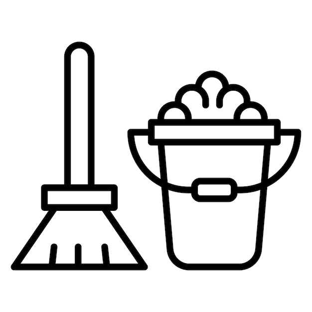 El icono vectorial del cubo de limpieza se puede usar para el conjunto de iconos de mejoras para el hogar