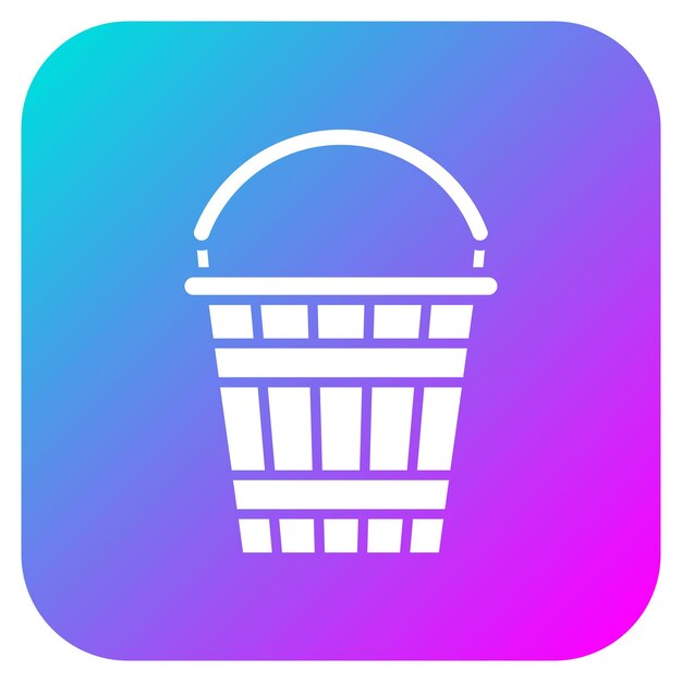 El icono vectorial de cubo de madera se puede usar para el conjunto de iconos de la aldea
