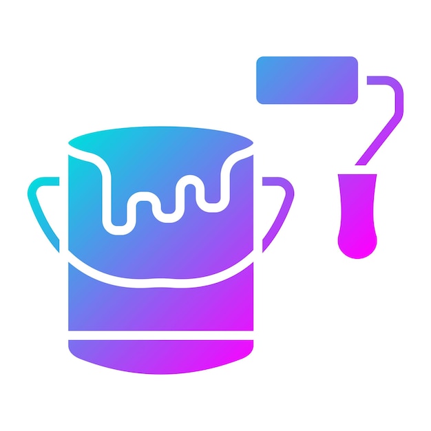 El icono vectorial del cubo de pintura se puede utilizar para el conjunto de iconos de mejoras para el hogar