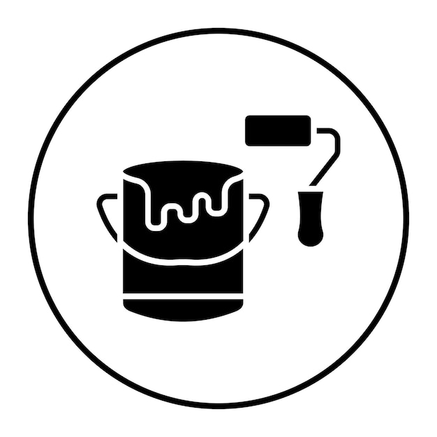 El icono vectorial del cubo de pintura se puede utilizar para el conjunto de iconos de mejoras para el hogar