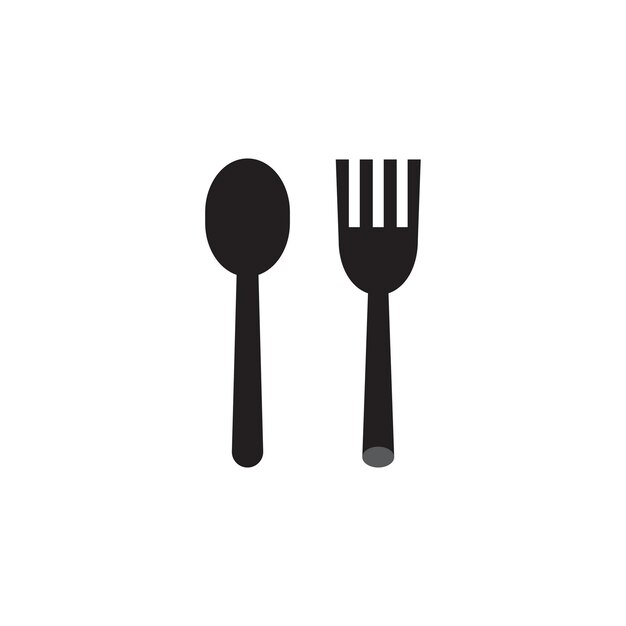 Icono vectorial de cuchillo y tenedor en icono de diseño plano sólido negro aislado en fondo blanco