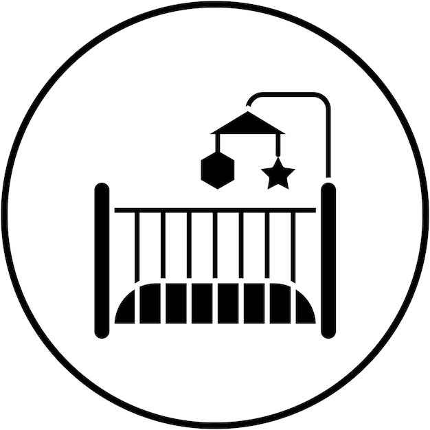El icono vectorial de la cuna de bebé se puede usar para el conjunto de iconos de bebé