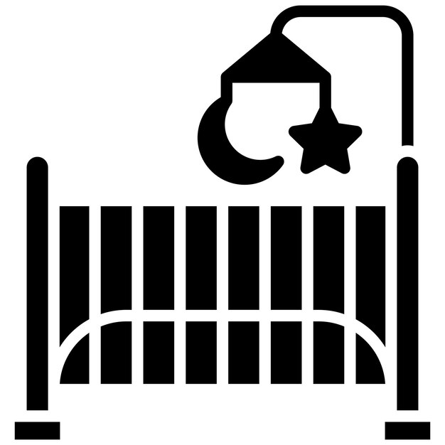 El icono vectorial de la cuna de bebé se puede usar para el conjunto de iconos de la ducha de bebé