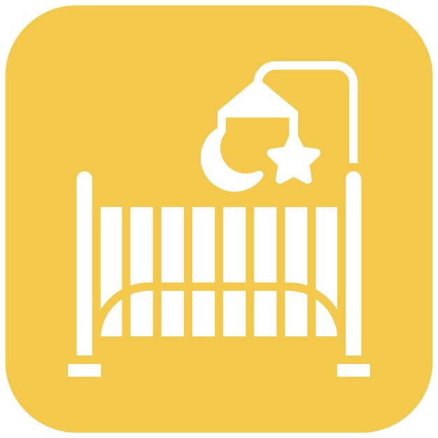 El icono vectorial de la cuna de bebé se puede usar para el conjunto de iconos de la ducha de bebé