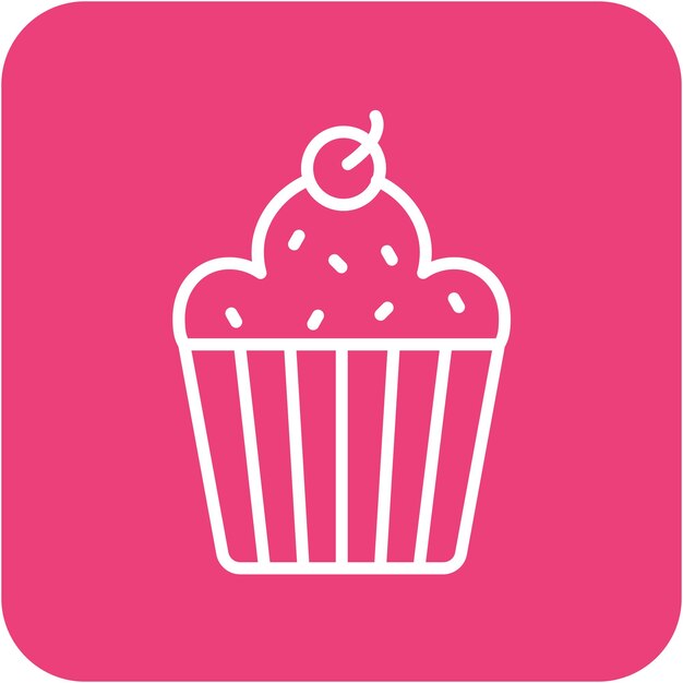 El icono vectorial de cupcake se puede usar para el conjunto de iconos de dulces y caramelos