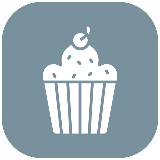 El icono vectorial de cupcake se puede usar para el conjunto de iconos de dulces y caramelos