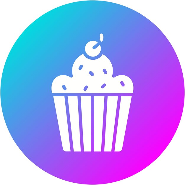 El icono vectorial de cupcake se puede usar para el conjunto de iconos de dulces y caramelos