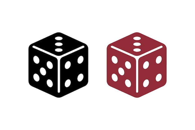 Icono vectorial de dados sencillo Silueta de dados de juego sobre fondo blanco