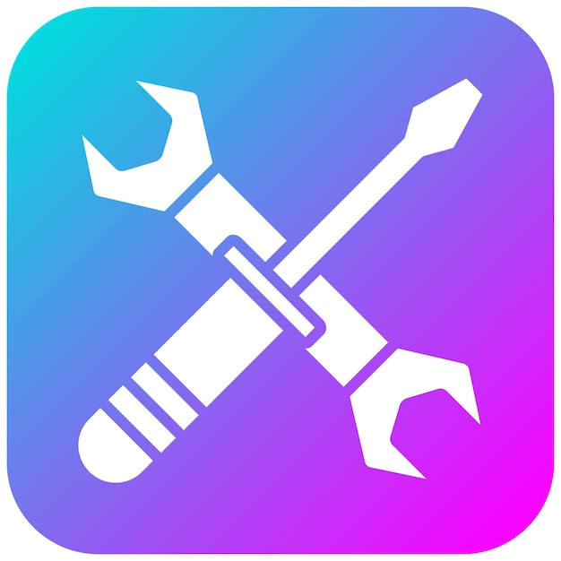 El icono vectorial del destornillador y la llave se puede utilizar para el conjunto de iconos de herramientas
