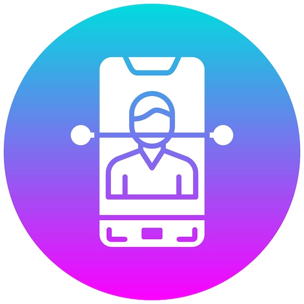 El icono vectorial de detección de rostros móviles se puede utilizar para el conjunto de iconos biométricos