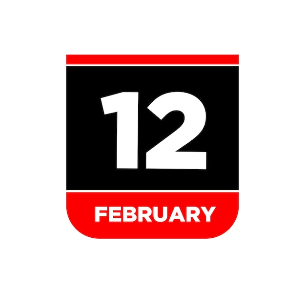 Icono vectorial del día calendario del 12 de febrero.