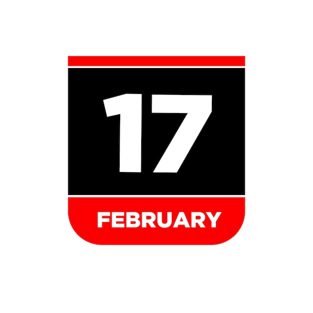 Vector icono vectorial del día calendario del 17 de febrero