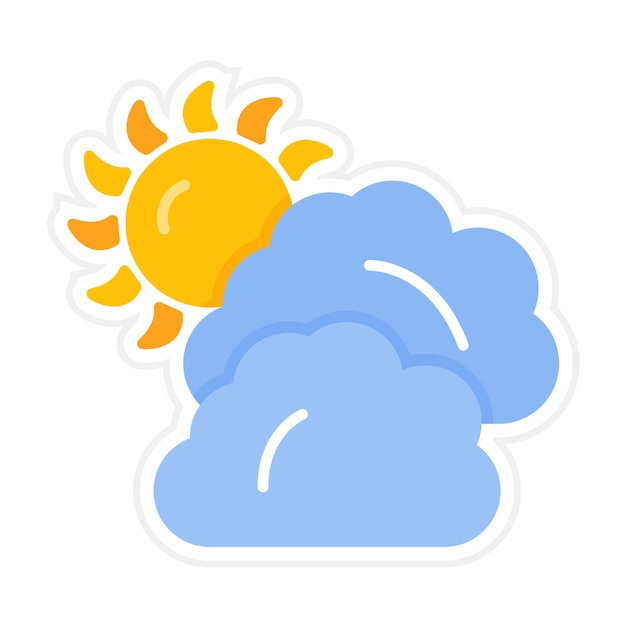 El icono vectorial del día nublado se puede usar para el conjunto de iconos del tiempo