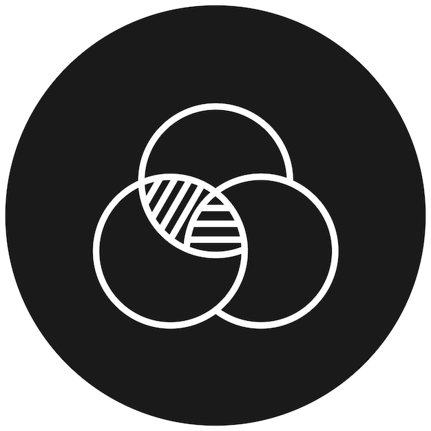 El icono vectorial del diagrama de Venn se puede utilizar para el conjunto de iconos de infografías