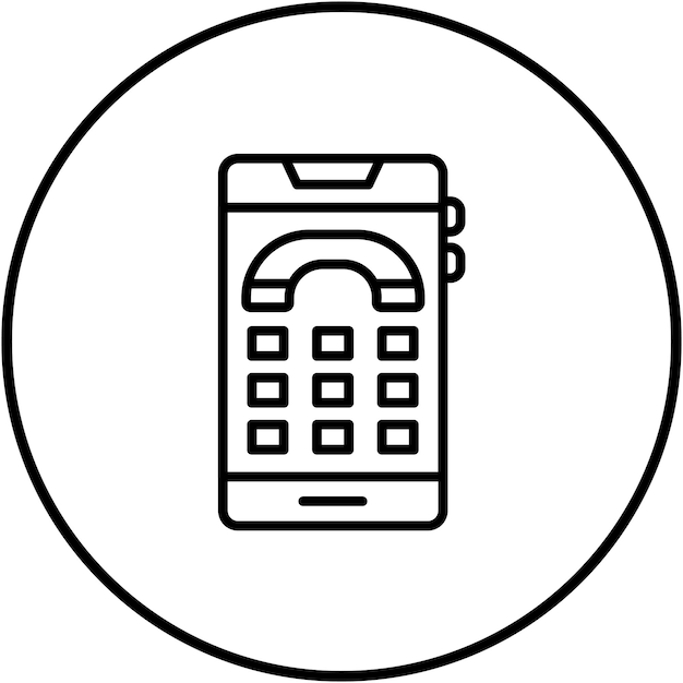 El icono vectorial de Dial Pad se puede utilizar para el conjunto de iconos de la interfaz de usuario móvil