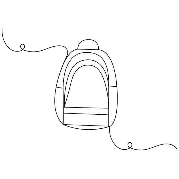 Icono vectorial de dibujo de una línea continua de la bolsa escolar