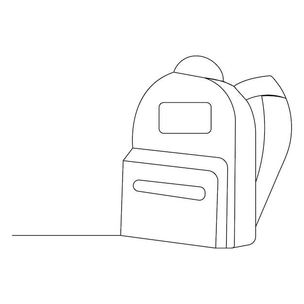 Icono vectorial de dibujo de una línea continua de la bolsa escolar