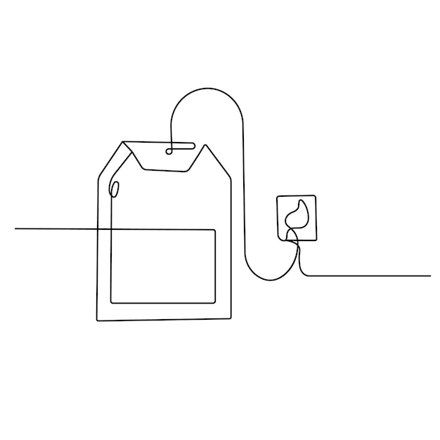 Icono vectorial de dibujo de una línea continua de la bolsa de té