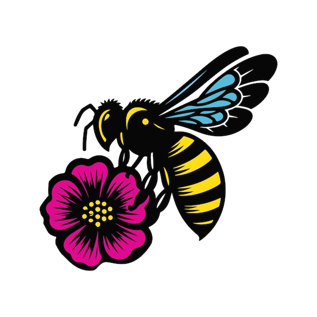 Vector icono vectorial de dibujos animados de abejas voladoras ilustración de animal concepto de icono de naturaleza